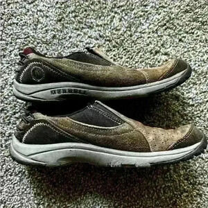Merrell Dark Earth Kamori Slide On Leather Clogs Brown Maroon Size 8 Moccasin